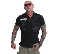 Yakuza Polo pour homme avec motif tête de mort, Noir , 3XL