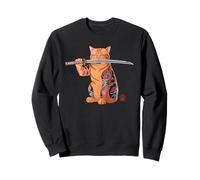 Yakuza Tatouage chat samouraï japonais orange chat graphique Sweatshirt