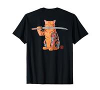 Yakuza Tatouage de samouraï avec motif chat japonais orange (arrière) T-Shirt