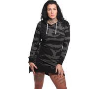 Yakuza Women's Afraid Allover Long Tail Lite Hoodie Dress, Black, M