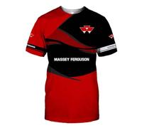 YAKWIFR T Shirt Homme Manches Courtes Massey-Ferguson 3D Imprimes Hauts Légère De De Fitness Football Jogging, Col Rond Camion Tee ShirtRed,S
