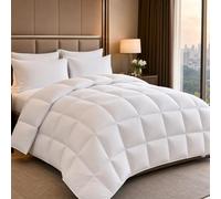 Yalamila Couette 240x260 4 Saisons | pour lit 2 Personnes | Couette Plumes & Duvet d'oie |100% Coton | Édredon Ultra Douce et Gonflant |Certifiée Oeko-Tex | Lavable en Machine,Blanc