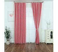 Yaland Home Fashion Rideau décoratif à carreaux moderne à carreaux avec galon fronceur (l x H) 200 x 220 cm, rouge 1 pièce