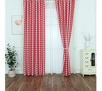 Yaland Home Fashion Rideau décoratif à carreaux moderne avec œillets Rouge 100 x 200 cm