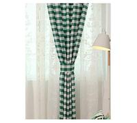 Yaland Home Fashion Rideau décoratif à carreaux Rideau à carreaux moderne Rideau à rideaux Gingham avec ruban enroulé (L x H 100 x 150 cm, vert) Lot de 1
