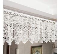 Yaland Rideau brise-bise court en dentelle - Style maison de campagne - Œillets - Rideau de fenêtre - Rideau de porte avec fleurs - Magnifiquement décoré - (l x H 100 x 30 cm) - Blanc - 1 pièce