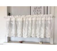 Yaland Rideau brise-bise en coton avec broderie 3D - Opaque et léger - Blanc naturel - Idéal pour la cuisine, la chambre à coucher, le balcon - Moderne - 1 pièce (H x l) - 45 x 60 cm