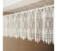 Yaland Rideau brise-bise en dentelle avec broderie, style maison de campagne, 200 x 35 cm, laiteux