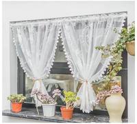 Yaland Rideau brise-bise vintage avec motif floral délicat - Broderie transparente - Avec galon fronceur - 1 pièce - Blanc - H x l : 225 x 140 cm