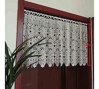 Yaland Rideau court, en dentelle, style maison de campagne, bistrot, à œillets, rideau de fenêtre, rideau de porte, avec motif floral, magnifiquement décoré (200 x 50 cm)
