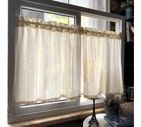 Yaland Rideau de cuisine style maison de campagne en lin mélangé avec structure tissée - Rideau en tulle avec brise-vue - Rideau passe-tringle pour petite fenêtre - 1 pièce - H x l : 70 x 200 cm