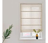 Yaland Store bateau pour fenêtre rideau pliant occultant à Velcro en lin style campagne LxH 70 x 140 cm, Sable 1 pièce