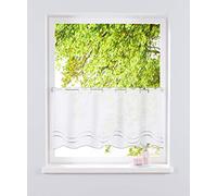 Yaland Volie Rideau brise-bise avec broderies ondulées Transparent 45 x 120 cm