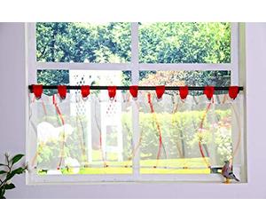 Yaland Volie Rideau brise-bise transparent avec rayures multicolores Passants à œillets Rideau de cuisine Rideau court (30 x 90 cm, orange) 1 pièce