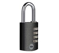 Yale cadenas à combinaison en aluminium corps 38×53 mm anse Ø6 mm sans clé anse trempée sécurité standard intérieur code réinitialisable