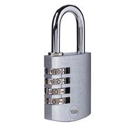 Yale cadenas à combinaison en laiton corps 40×50 mm anse Ø6 mm finition chromée sans clé sécurité standard intérieur casiers casiers armoires boîtes à outils code réinitialisable