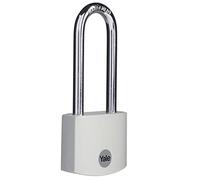 Yale cadenas en aluminium corps 42×35 mm anse longue Ø6 mm 3 clés mécanisme à clé anse trempée double verrouillage sécurité standard conforme EN 12320 intérieur