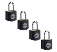 Yale Cadenas en laiton Y110JB/15/111/4 noir, corps 15 mm, arc en acier, 3 clés, lot de 4