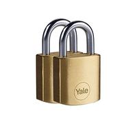 Yale Cadenas en laiton Y110B/25/113/2 corps 25mm, arc en acier, 3 clés, lot de 2 cadenas
