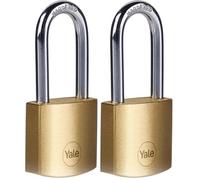 Yale cadenas en laiton corps 30 mm anse Ø5 mm 3 clés mécanisme à clé anse trempée double verrouillage sécurité standard conforme EN 12320 intérieur casiers casiers armoires boîtes à outils (Lot de 2)