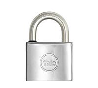 YALE Cadenas Marin en Laiton Y1100030080X, Largeur du Corps 30 mm, Arc Long en Acier Inoxydable de 15 mm, avec Anneau en Caoutchouc et Double système de Fermeture