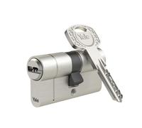 Yale Cylindre double profil Euro 1350 avec fonction d'urgence et de danger 10-1358-4040-00-2201 - Haute protection - 40/40 mm - Nickel satiné - 5 clés - Fonction d'urgence - Protection certifiée