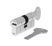 Yale Cylindre européen Série 2100 40/40K mm chrome poli cylindre avec bouton, 5 clés incluses, adapté pour portes intérieures et bureaux