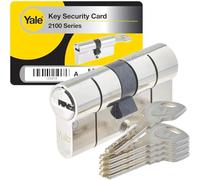 Yale Cylindre européen Série 2100 40/50 mm chrome poli double cylindre, 5 clés incluses, protection renforcée pour appartements et bureaux