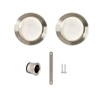 Yale Lot de 2 Poignées cuvettes rondes encastrables pour porte coulissante - Ø intérieur 48 mm - Acier finition nickelé brossé - Convient pour portes en bois - Inclus tire-doigt, cache mortaise, vis