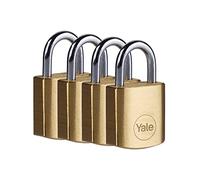 Yale Lot de 4 Cadenas laiton 20 mm - Y110B/20/111/4 - Anse acier, 3 clés - Pour Casier Scolaire Ecole, Vestiaire de Sport, Boîte à Outils, Armoire