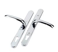 Yale Poignée de porte de sécurité universelle P-PVC-RH-PC, sécurité standard, centre de 92 mm, points de fixation réglables, protège-cylindre intégré, pour portes en PVC, finition chromée, emballée dans un étui (l'emballage peut varier)