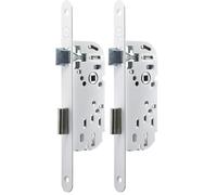 Yale Serrure à encastrer xe 50 mm, Coffre 135 mm - Y55R-A50/B/SC - Pêne Réversible, Têtière Bouts Ronds - Porte intérieure de Communication, Chambre, Bureau - Blanc, Clé Incluse (Lot de 2)