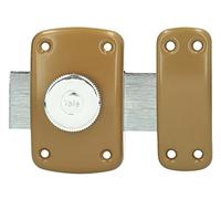 Yale Verrou de Porte Bouton/Cylindre - Ouverture à Bouton intérieur, Clé extérieur - Cylindre diamètre 23 mm, Longueur 45 mm, 5 goupilles - YV10BT/45-3 clés, Marron Doré