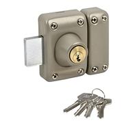 Yale Verrou de Porte Double Cylindre - Ouverture à Clé Intérieur Extérieur - Cylindre diamètre 23 mm, Longueur 45 mm, 5 goupilles - YV25DE-40 - Protection Anti arrachement - 4 clés, Beige