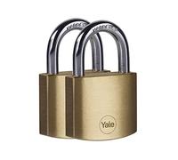 Yale Y110B/40/122/2 - Lot de 2 cadenas laiton s'entrouvrant 40 mm, anse acier cémenté, 3 clés - Pour Casier Scolaire Ecole, Vestiaire de Sport, Boîte à Outils, Armoire, 40mm