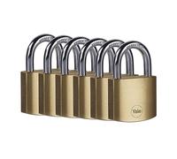 Yale Y110B/40/122/6 - Yale-Y110B/40/122/6 Standard Security 40 mm Laiton, lot de 6 cadenas antivol casier vestiaire boîte à outils