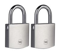 Yale Y114B/50/111/1 - cadenas en laiton corps 50×47 mm anse Ø7 mm finition chromée 3 clés mécanisme ouble verrouillage haute sécurité conforme EN 12320 extérieur portes et abris portes portails