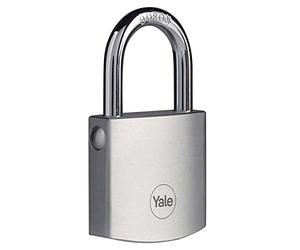 Yale Y120B/40/125/1 - Cadenas de sécurité laiton chromé 40 mm, anse alliage de bore, 3 clés - Pour garage, portail, abris de jardin ...