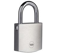 Yale Y120DB/50/127/1 - Cadenas de sécurité laiton chromé 50 mm, anse alliage de bore, 3 clés réversibles - Pour garage, portail, abris de jardin...