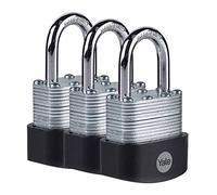 Yale - Y125B/40/122/3 Cadenas haute sécurité en acier laminé de 40 mm, lot de 3 - Manille ouverte en acier trempé - 3 clés