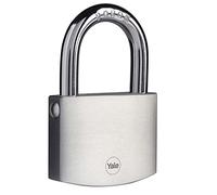 Yale Y127B/55/129/1 - cadenas en laiton corps 70×54 mm anse Ø11 mm finition chromée 3 clés mécanisme ouble verrouillage haute sécurité conforme EN 12320 extérieur portes et abris portes portail