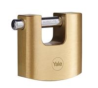 Yale Y127B/55/129/1 - cadenas rideau en laiton corps 60×54 mm anse Ø9 mm 3 clés mécanisme nse trempée double verrouillage haute sécurité conforme EN 12320 extérieur portes et abris portes porta