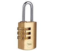 Yale Y150B/30/125/1 - cadenas à combinaison en laiton corps 23×33 mm anse Ø3 mm sans clé sécurité standard intérieur code réinitialisable antivol casier vestiaire