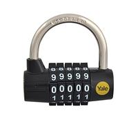 Yale Y160/48/123/1 - Cadenas à Code avec Combinaison programmable 5 chiffres, 69 mm, Zinc, Noir - Pour Casier Scolaire Ecole, Vestiaire de sport, Boîte à Outils, Armoire, chaîne