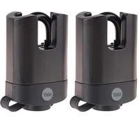 Yale Y221B/52/125/1 - Cadenas acier laminé protection thermoplastique 51 mm, anse protégée acier cémenté, 3 clés - Pour garage, portail, abris de jardin..., L.53mm x H.82mm, Noir (Lot de 2)