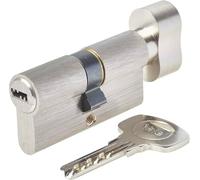 Yale YC1000+ Cylindre de Serrure à Bouton 30x30 mm pour Porte Extérieure/Entrée, 6 Goupilles, 4 Clés, Nickelé