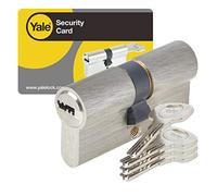 Yale YC1000+ Cylindre de Serrure Débrayable 30x50 mm pour Porte Extérieure/Entrée, 6 Goupilles, 4 Clés, Nickelé