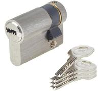 Yale YC1000+ Demi-Cylindre de Serrure 30x10 mm pour Porte Extérieure/Entrée/Garage, 6 Goupilles, 4 Clés, Nickelé