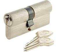Yale YC500+ Cylindre de Serrure 30x30 mm pour Porte Extérieure/Entrée, 5 Goupilles, 3 Clés, Nickelé