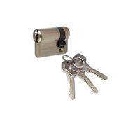 Yale YC500+ Demi-Cylindre de Serrure 30x10 mm, 5 Goupilles - Porte Extérieure, Porte d'Entrée, Porte de Garage - 3 Clés, Nickelé